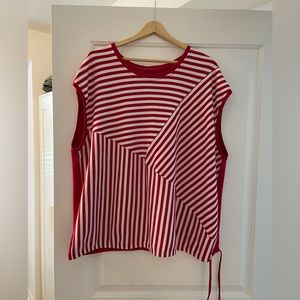 Red and White Striped Alia Short Sleeve Top Size 3x VGUC